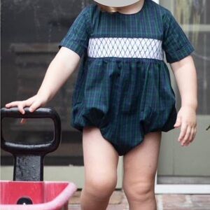 The Beaufort Bonnet Company Green and Blue Plaid Diaper Cover